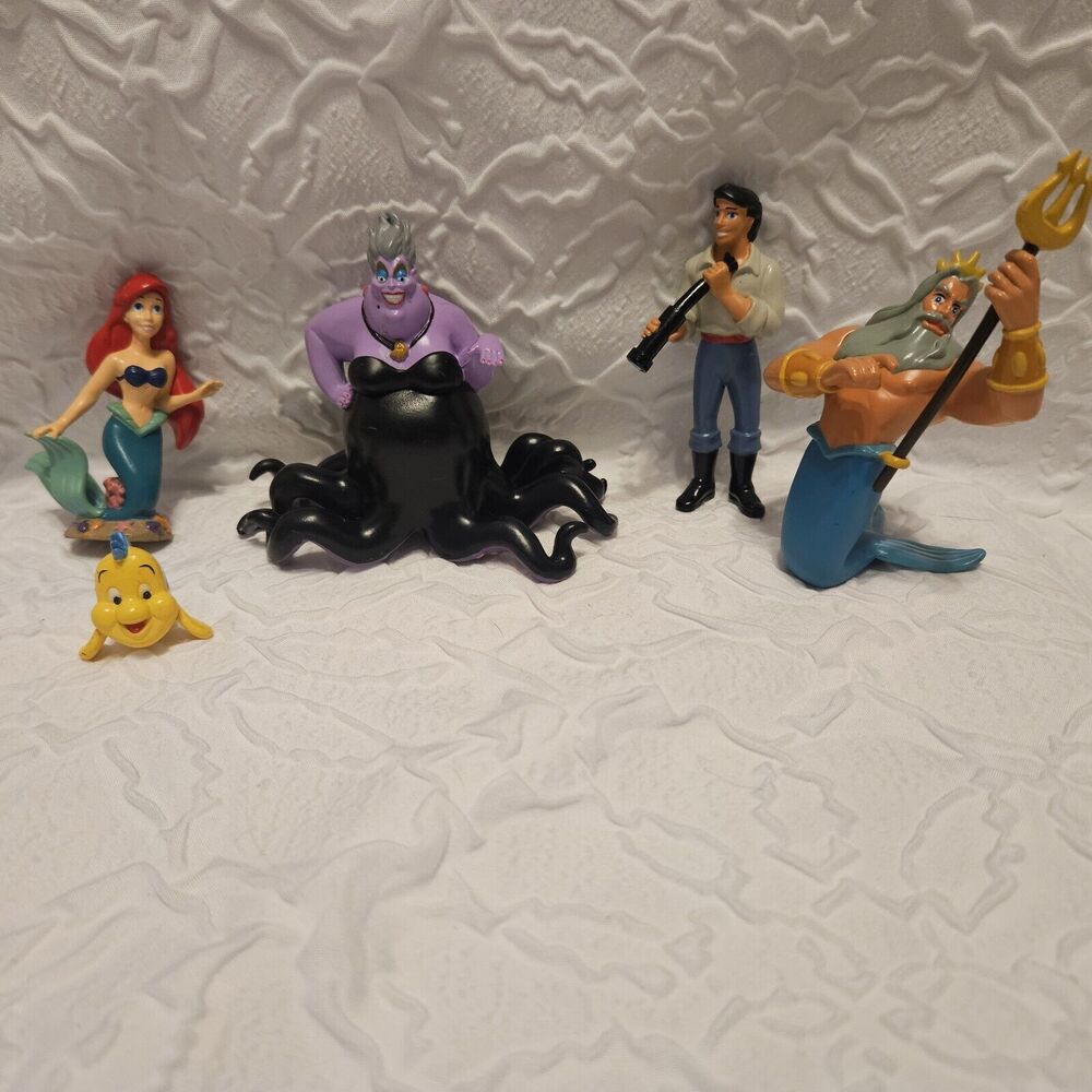 Disney Little Mermaid Action Figures 5 Pcs Ariel Flounder Triton Ursula Eric